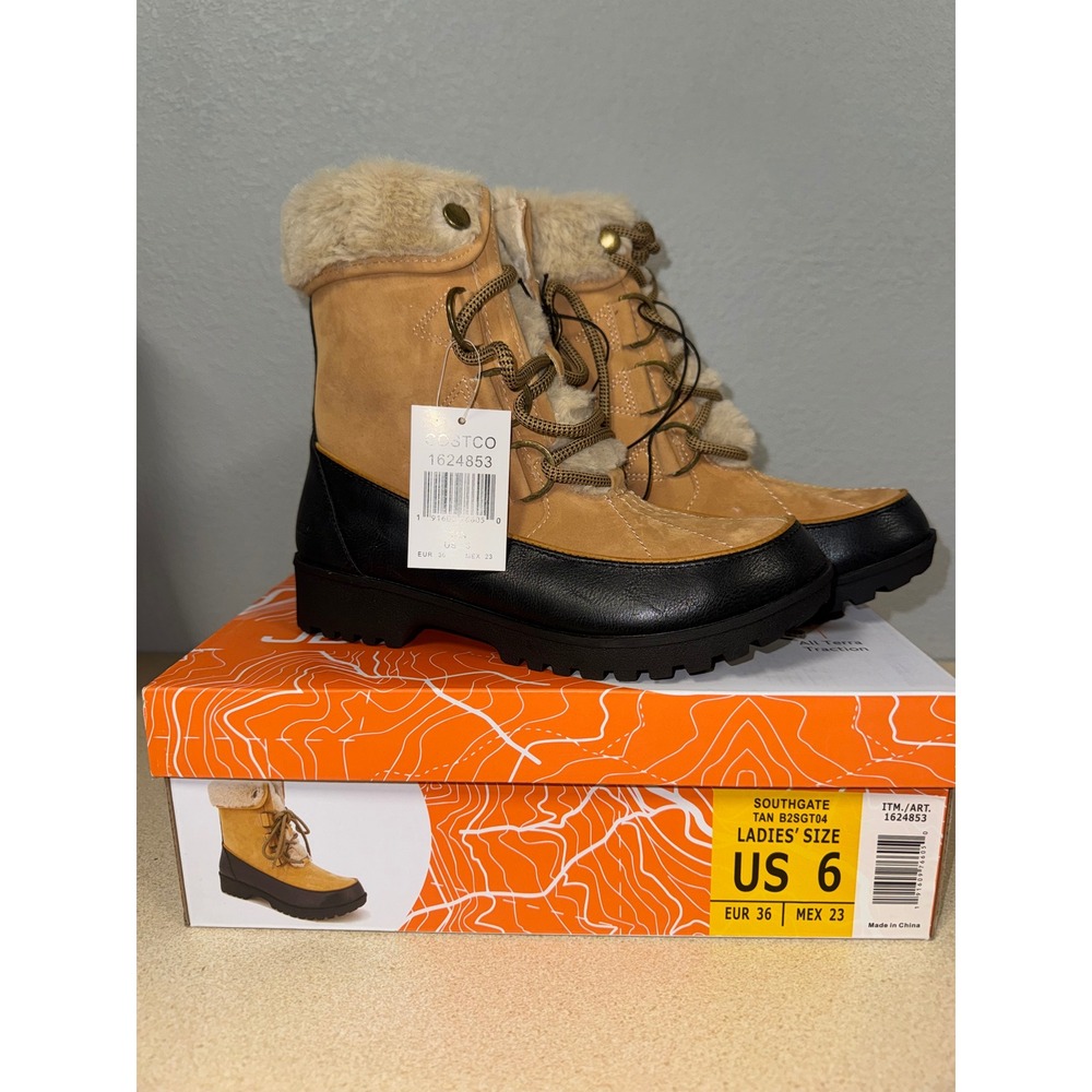 JBU Jambu Southgate Tan Black Faux Fur Winter Duck Boots Womens 6 NEW
